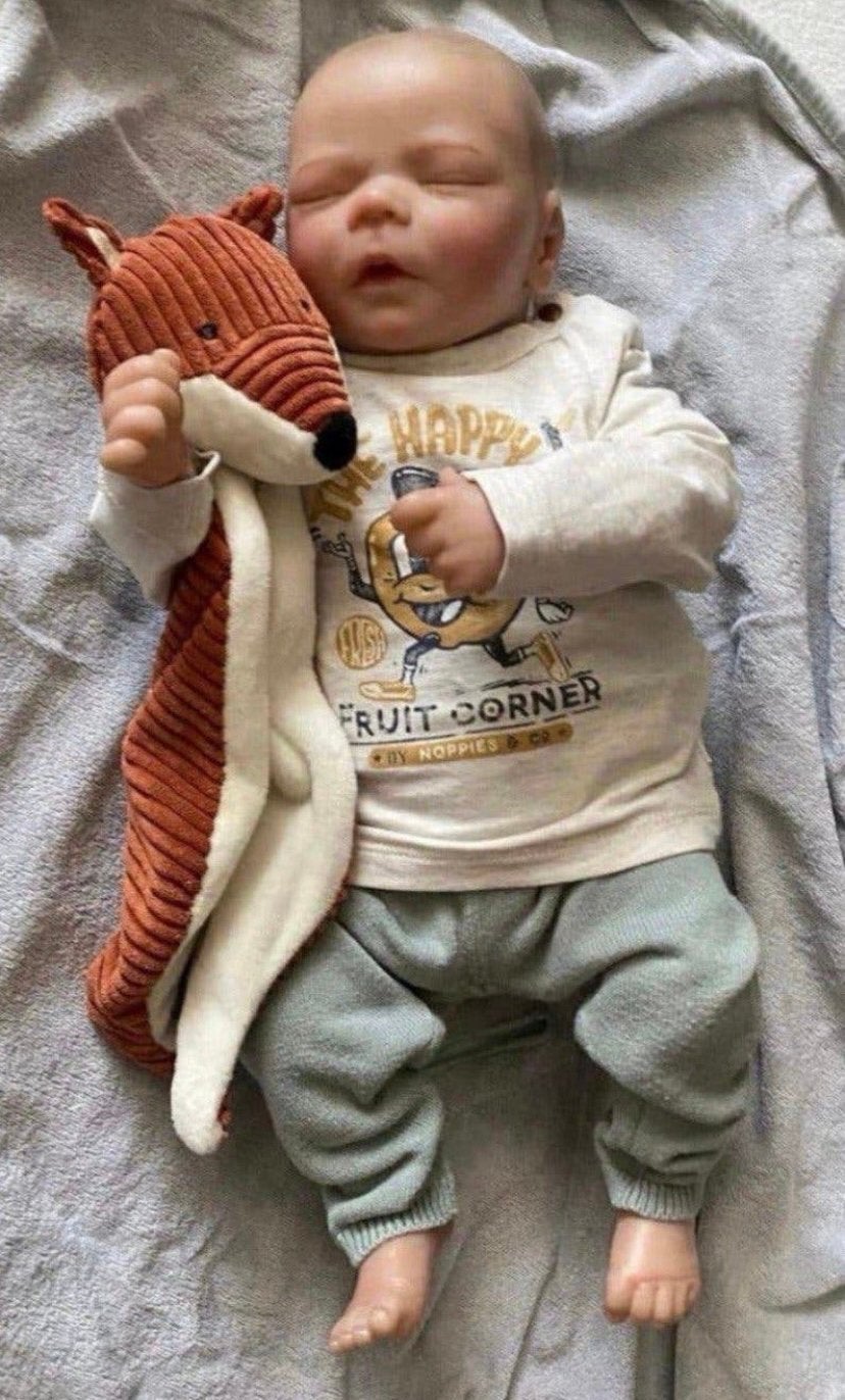 Schattige Reborn baby Boy, Ophalen of Verzenden, Zo goed als nieuw, Babypop, Levensecht of Reborn