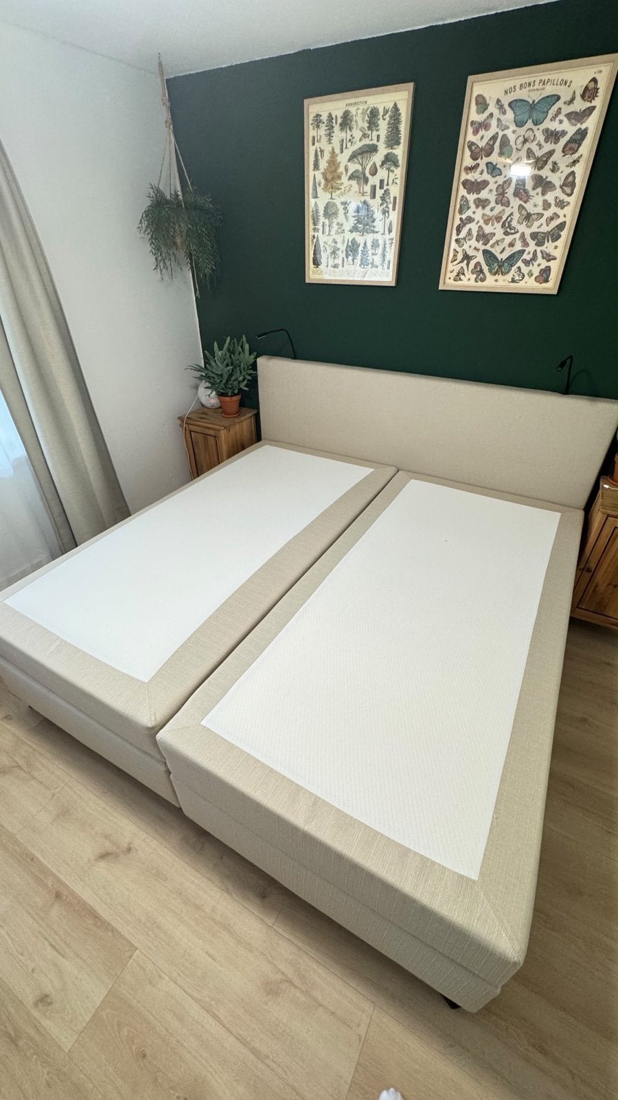 Tweepersoonsbed 200x200 - Zo goed als nieuw, Huis en Inrichting, Ophalen, Beige, Tweepersoons, Zo goed als nieuw