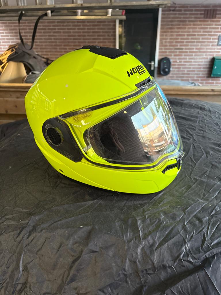 Nolan Systeemhelm Maat L - Neon Geel, Motoren, Systeemhelm, Nolan, Ophalen of Verzenden, L