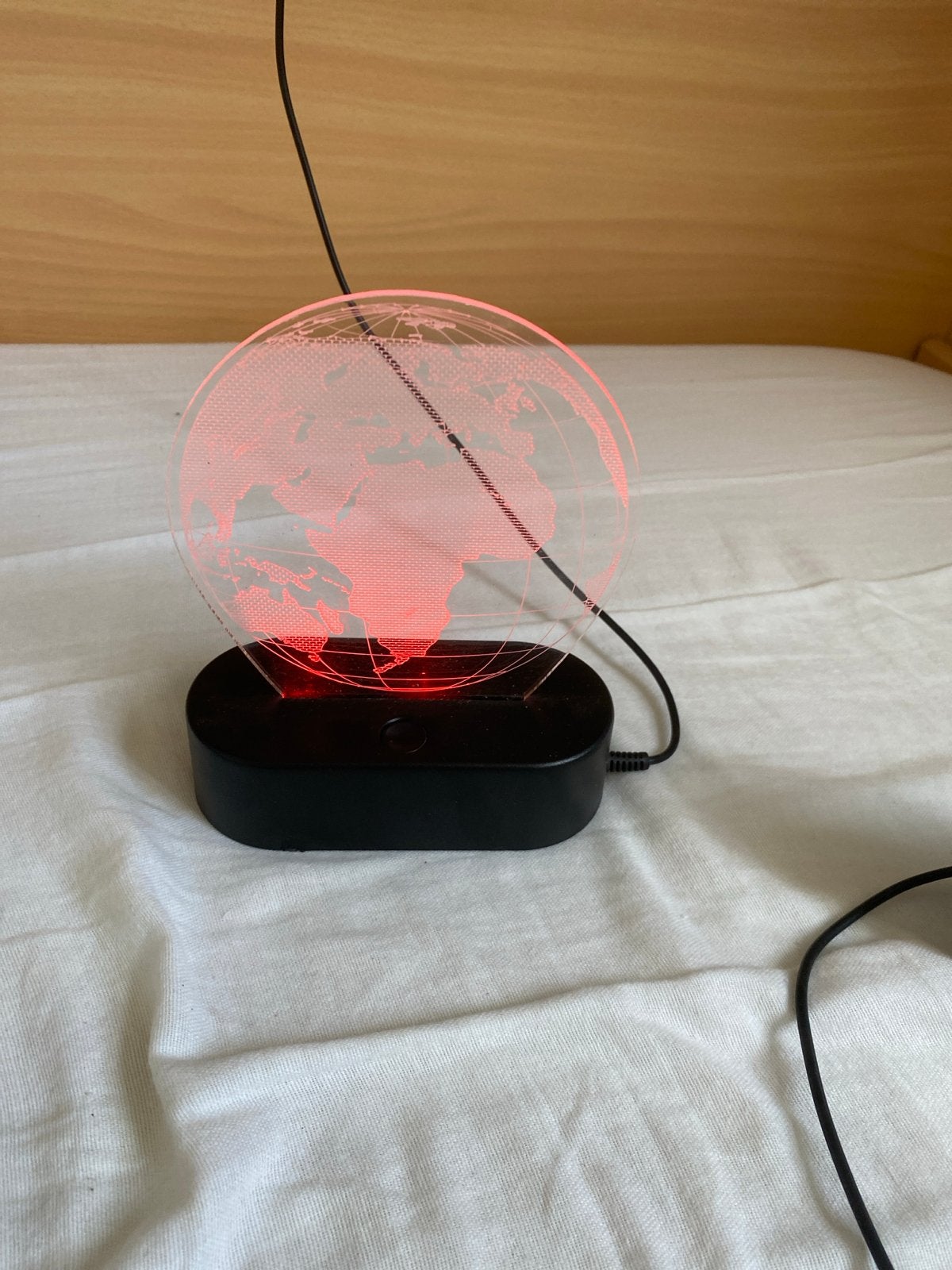 3D Illusie Lamp Wereldkaart - Rood Licht, Ophalen, Overige merken, Gebruikt, Kunststof