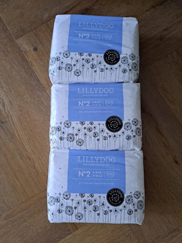 3x 34 Lillydoo luiers maat 2 (4-8 kg) - Ongeopend, Ophalen, Nieuw