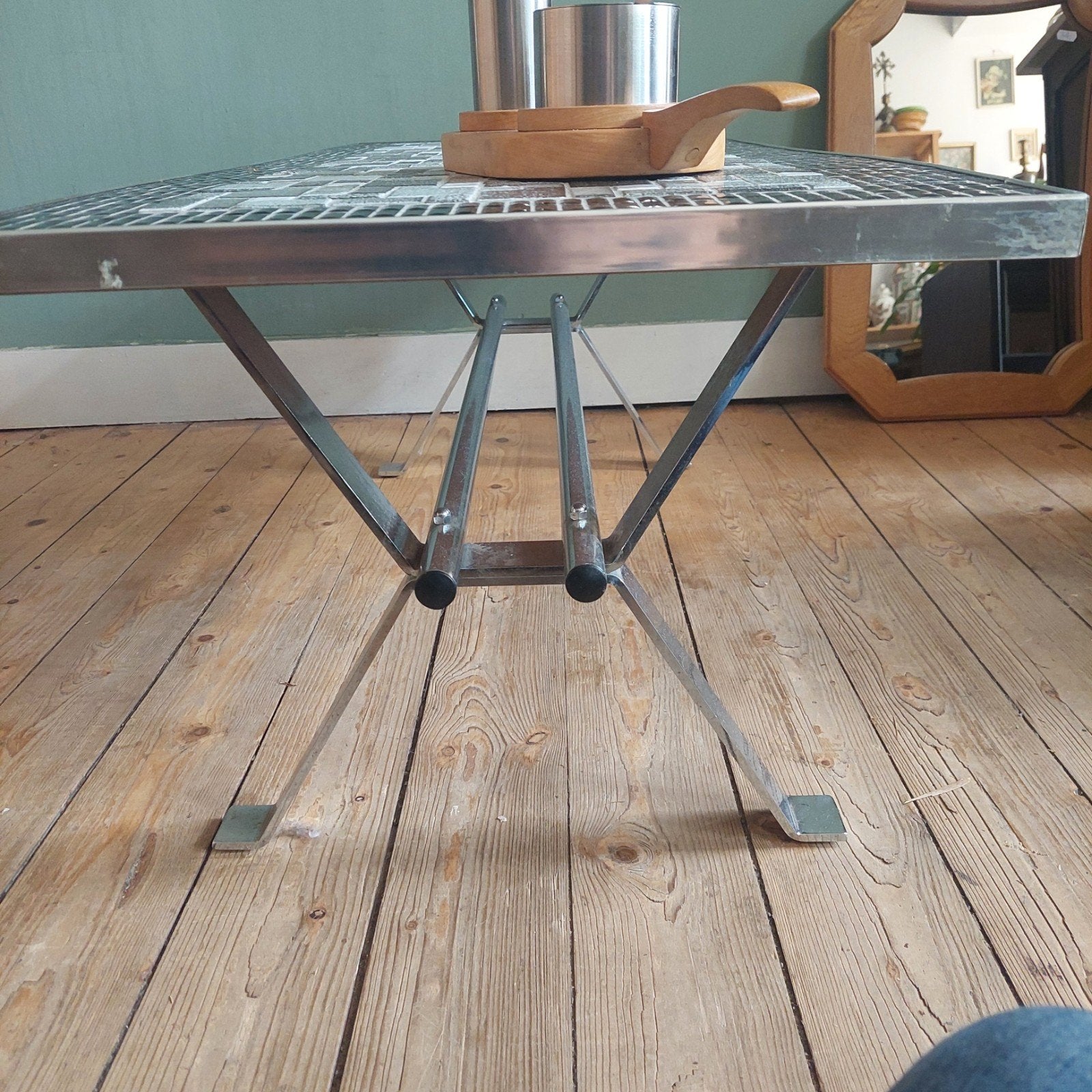 Lucky Vintage grote sixties salontafel tegeltafel, Ophalen, Gebruikt, 100 tot 150 cm, .