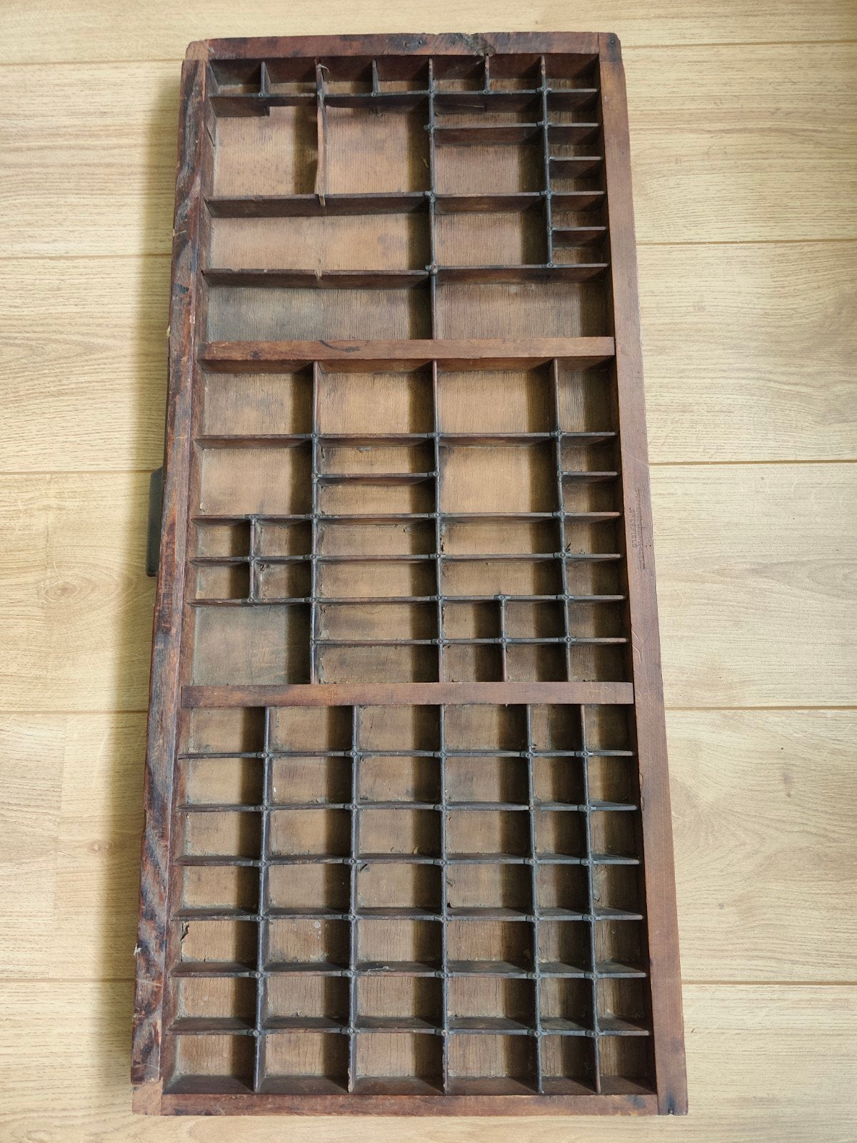Antieke houten letterbak - Vintage drukkerijlade, Ophalen of Verzenden
