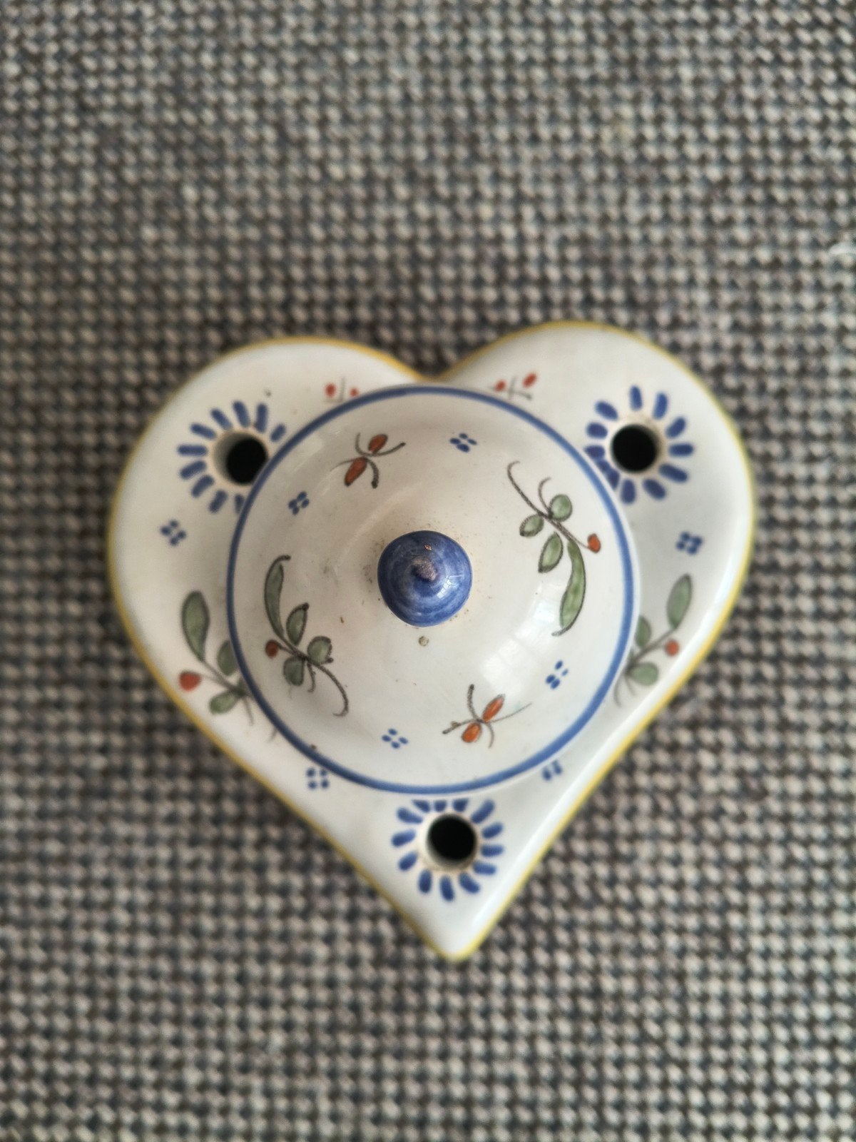 Hartvormige inktpot, handgeschilderd, Decor Rouen, Ophalen