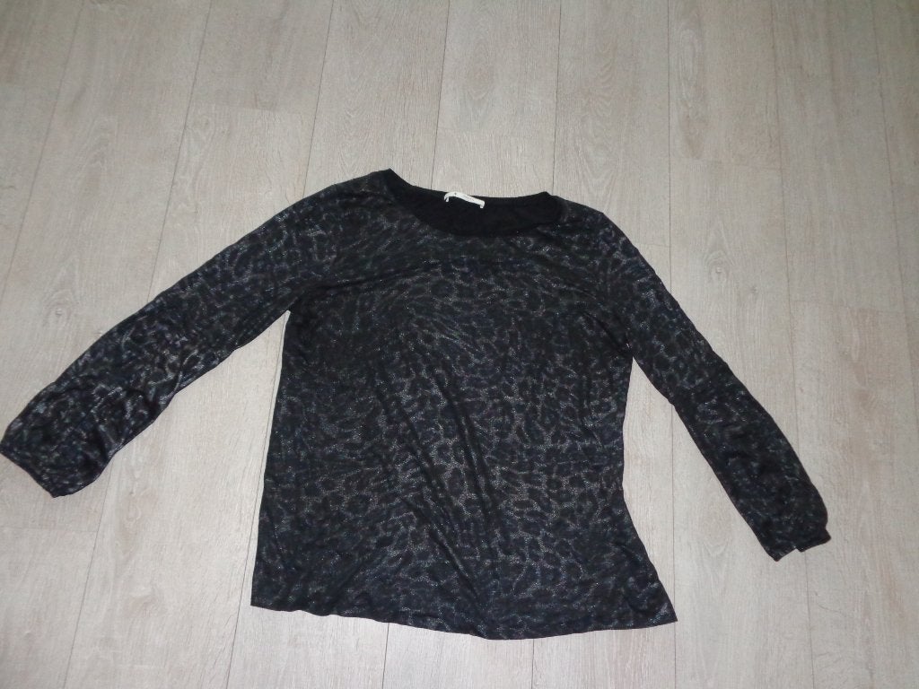 zwarte panterprint dameslongsleeve van Monari, maat 44, Zwart, Maat 42/44 (L), Ophalen of Verzenden, Lange mouw