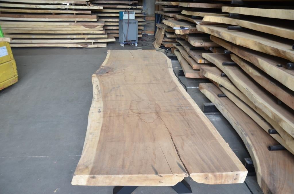 Suar boomstamtafel 300 cm-  BT192 – 3 m boomstamtafel, Verzenden, Metaal, Rechthoekig, Nieuw