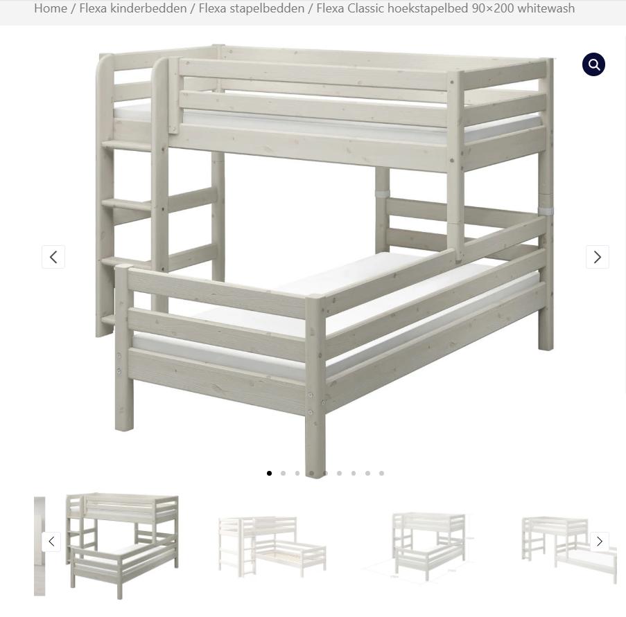 Flexa white wash stapelbed hoekopstelling + extra's, Ophalen, Gebruikt, Stapelbed