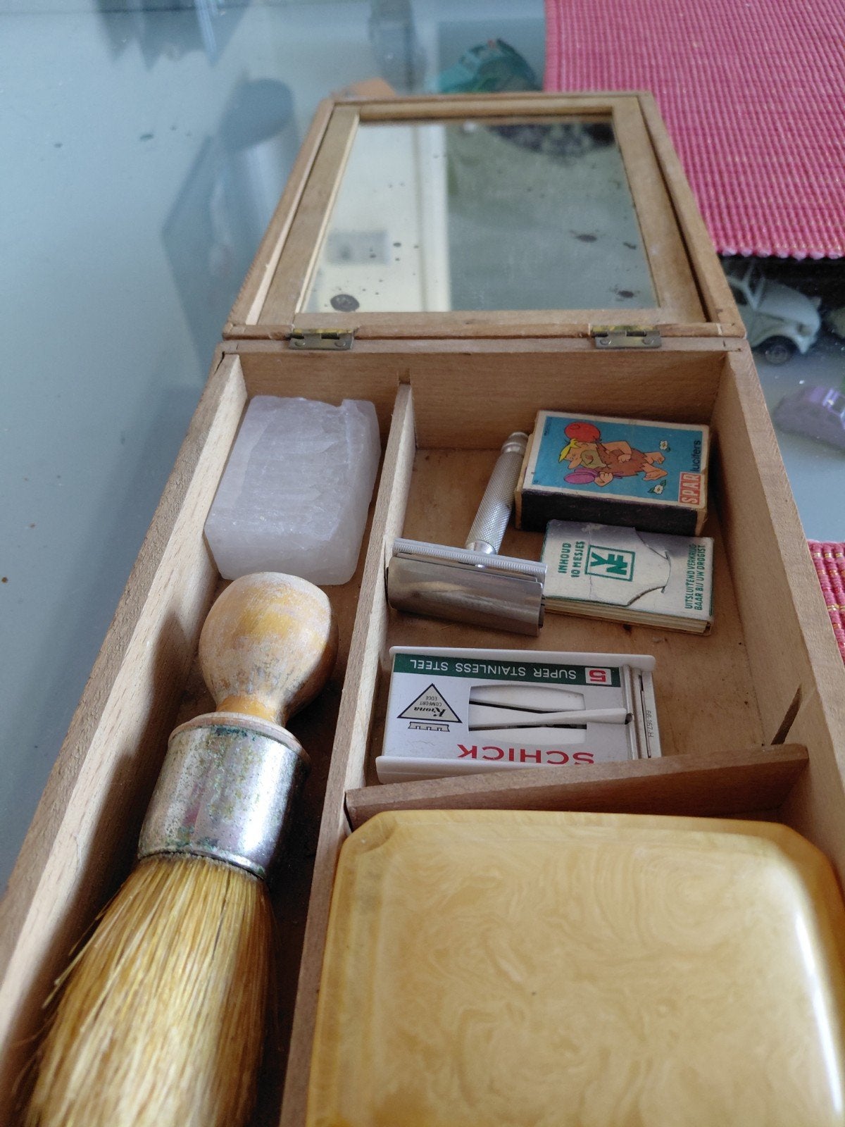 Vintage Scheerset in Houten Doos, Antiek en Kunst, Antiek | Woonaccessoires, Ophalen of Verzenden