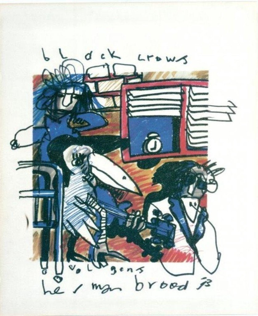 Herman Brood litho Black Crows vrij bieden, Antiek en Kunst, Ophalen of Verzenden
