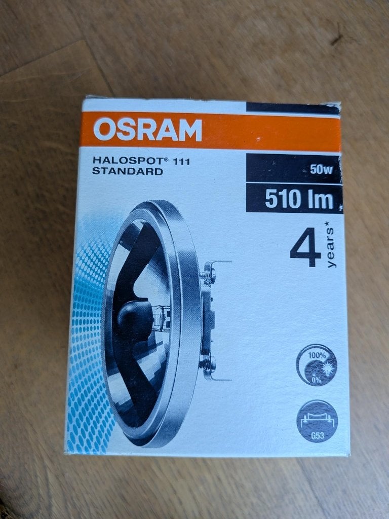 osram halospot 111  standaard 50w, 30 tot 60 watt, Osram, Dimbaar, Nieuw
