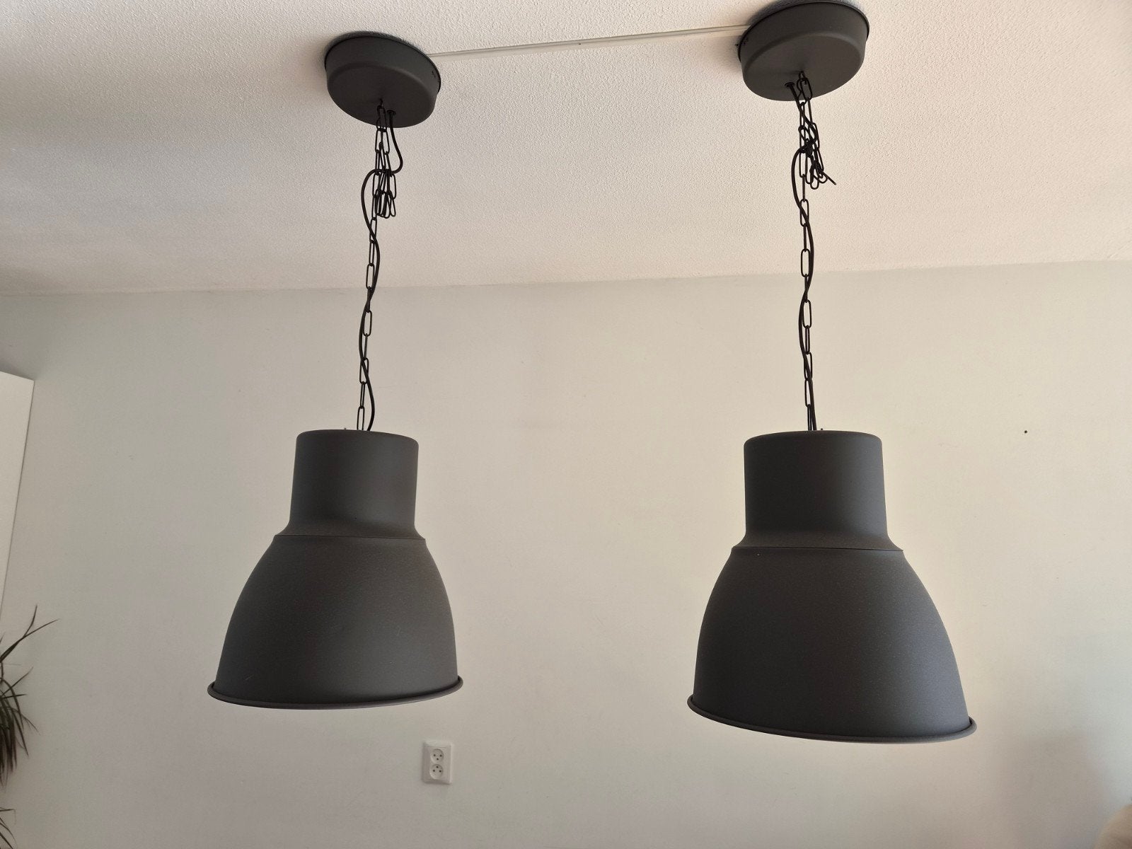 Set van 2 industriële hanglampen, mat zwart, Ophalen, Gebruikt, Industrieel, Modern, E27 (groot)