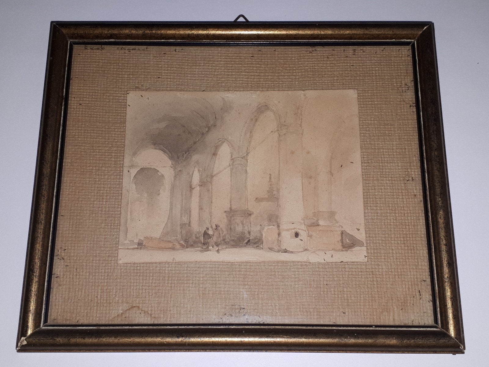 Kerkinterieur, vlot gepenseeld, aquarel, Ophalen of Verzenden, Handgeschilderd, Aquarel, Papier