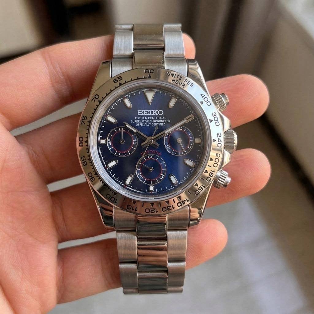 Seiko Deep Blue | 40MM, Sieraden, Tassen en Uiterlijk, Staal, Polshorloge, Nieuw, Ophalen of Verzenden