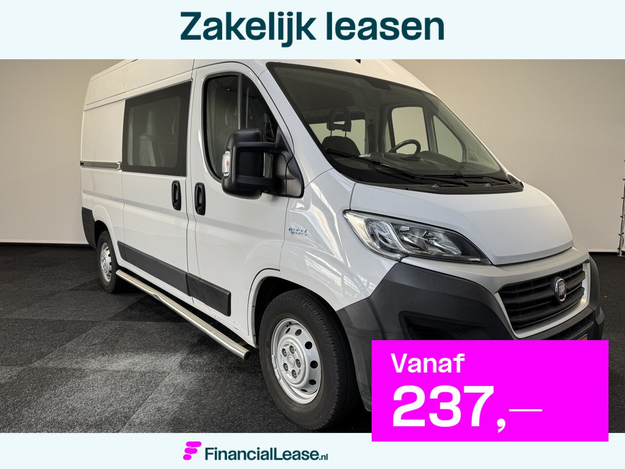 Fiat Ducato FIAT Ducato Maxi LH2 35 3.0 CNG Dubbel Cabine 6, Voorwielaandrijving, 2430 kg, 136 pk, Euro 6