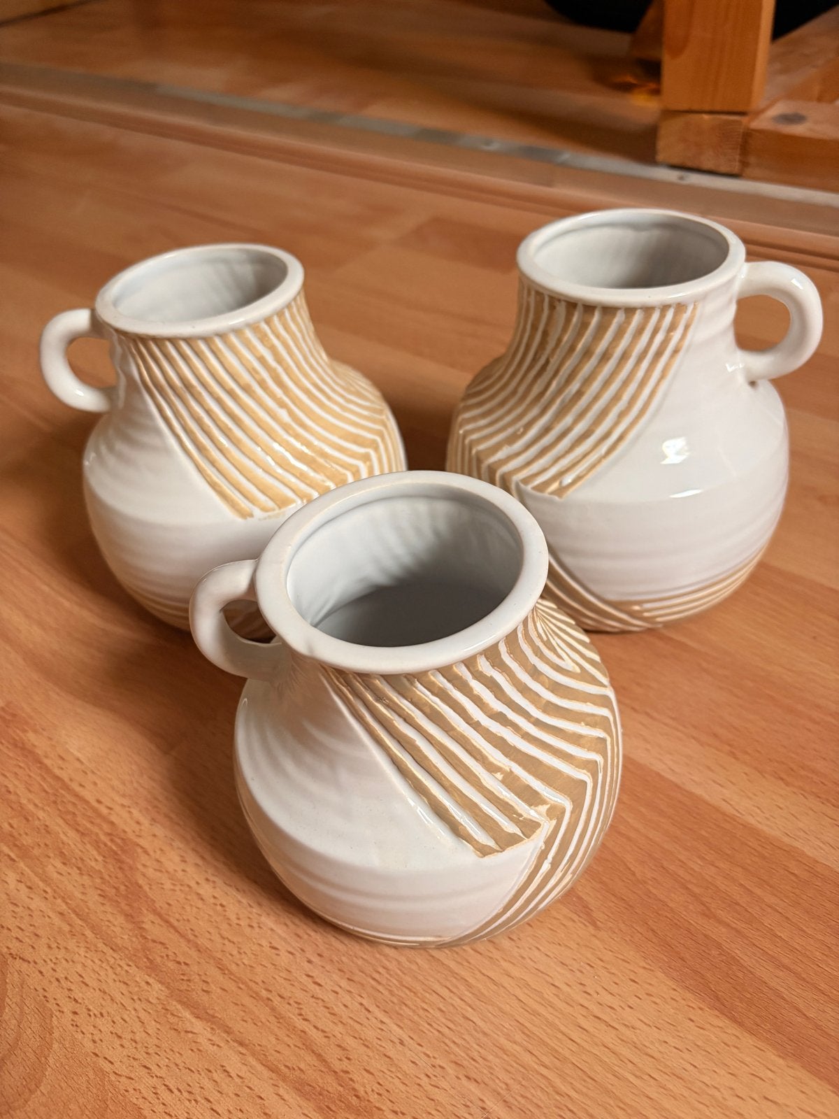 Set van 3 Xenos vazen, nieuw, Ophalen, Met patroon/structuur, Wit, Nieuw