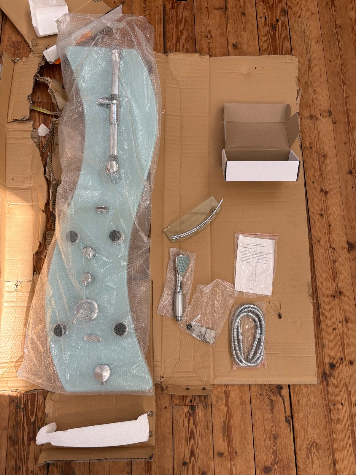 Douchepaneel met Massagefunctie - Mengkraan - 130x40 - Glas, Ophalen, Nieuw, Glas, Douche