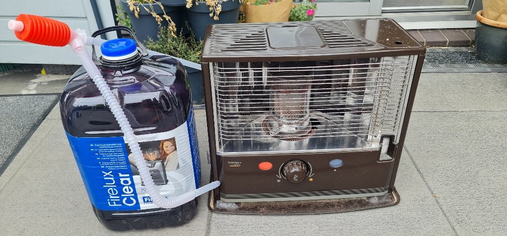 Petroleumkachel met brandstofpomp en 20L Firelux Clear, Huis en Inrichting, Kachels, Ophalen, Gebruikt, Overige brandstoffen, Petroleumkachel