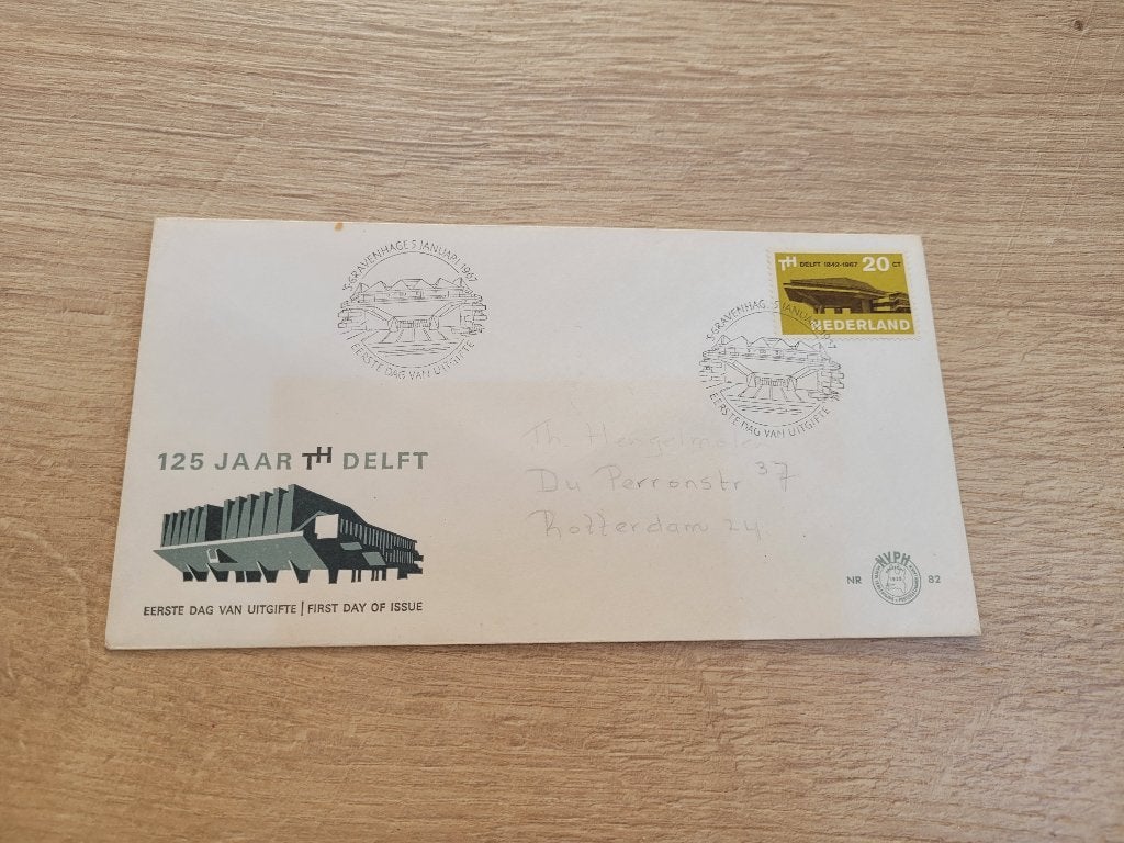 Eerstedagenvelop - 125 jaar TH Delft 1842- 1967 ~ HH7114, Postzegels en Munten, Postzegels | Eerstedagenveloppen, Ophalen of Verzenden