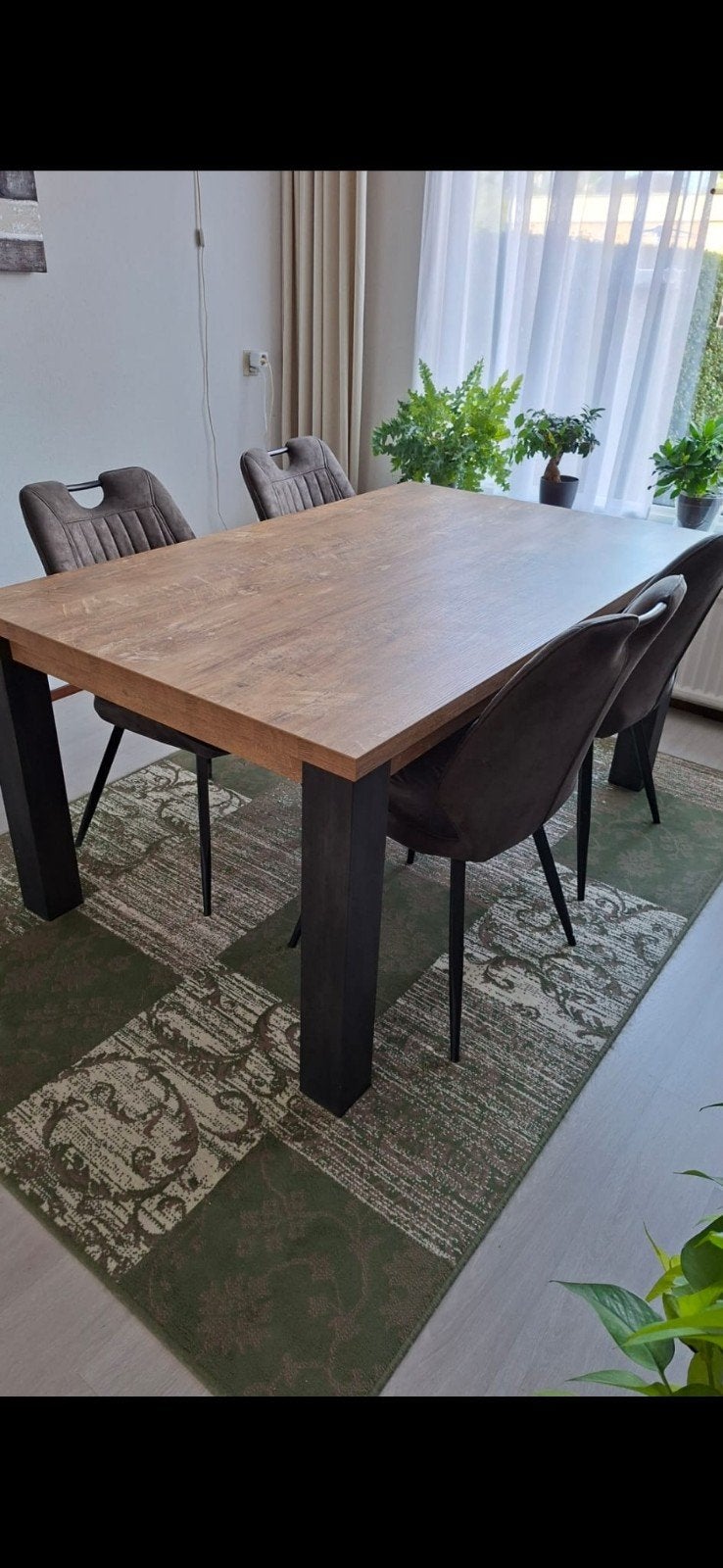 Prachtige Eethoek:  (163x100) + 4 De Bommel stoelen, Ophalen, 50 tot 100 cm, Zo goed als nieuw, Vijf personen of meer