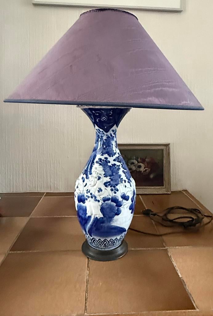 Vintage Chinese tafellamp met Paarse Kap, Ophalen, Zo goed als nieuw