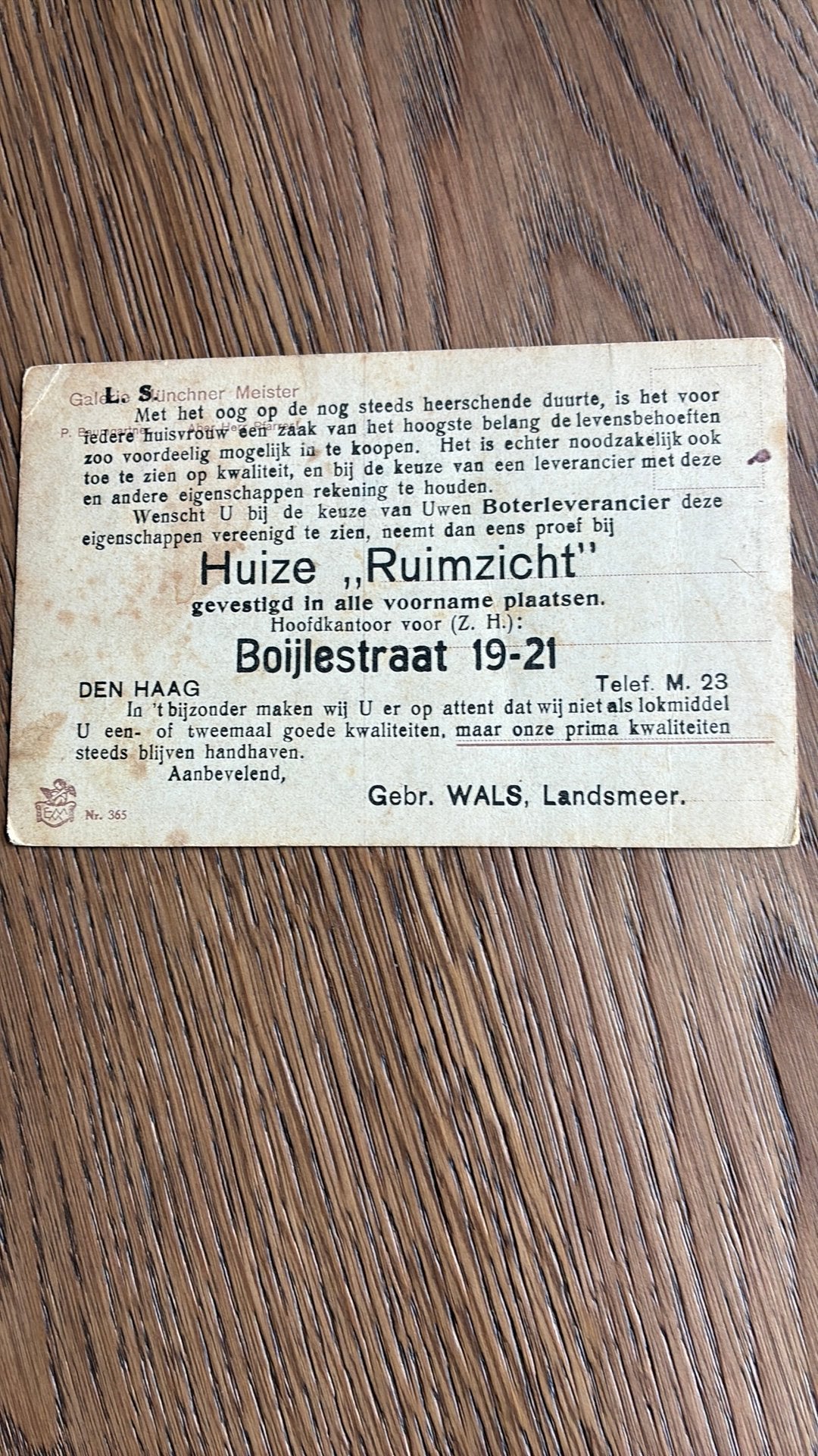 Reclame.Lees de tekst.Huize Ruimzicht. In voorname plaatsen, Ophalen of Verzenden, Overige thema's