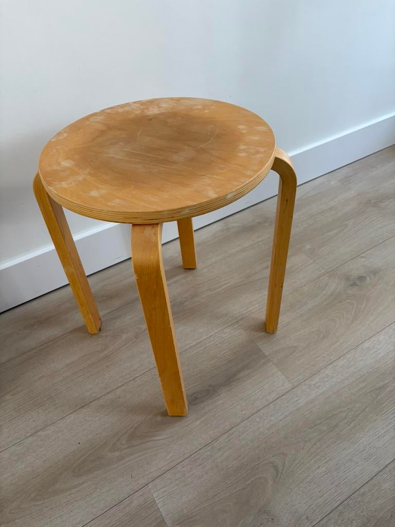 Vintage IKEA houten kruk Frosta Alvar Aalto stijl, Ophalen of Verzenden, Gebruikt, Hout