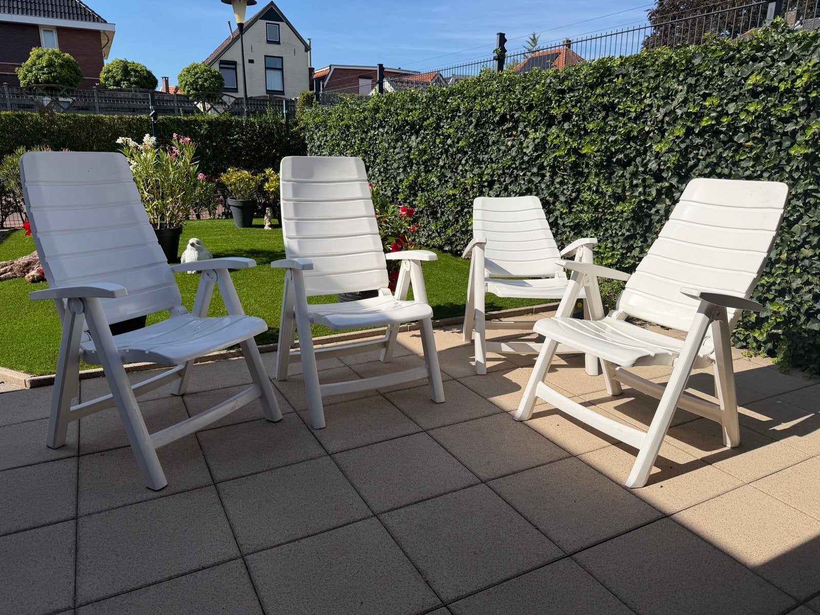 4x verstelbare Hartman tuinstoelen met kussens, Tuin en Terras, Tuinstoelen, Ophalen, Gebruikt, Kunststof, Verstelbaar