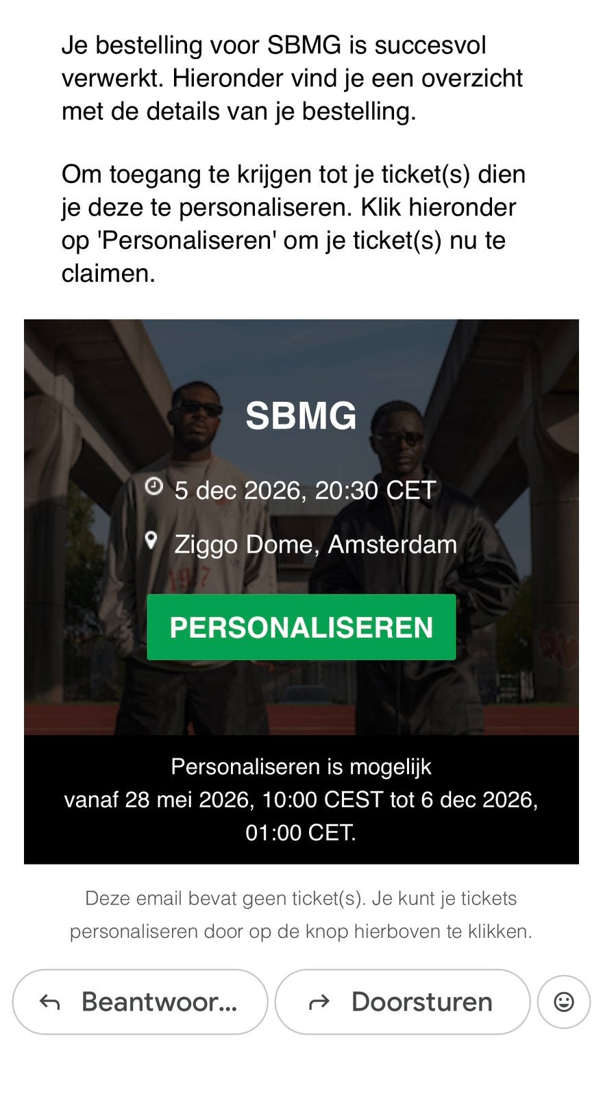 1x sbmg staanplaats 5 dec.  OPHALEN MOGELIJK‼️🚨, Eén persoon, December