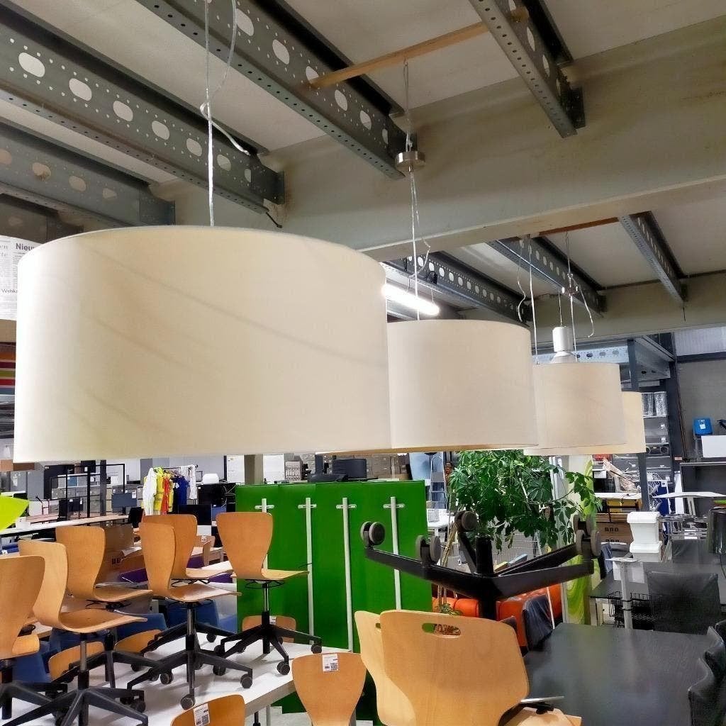 Hanglamp met crème kap doorsnee 68 cm, Huis en Inrichting, Ophalen, Gebruikt, Minder dan 50 cm