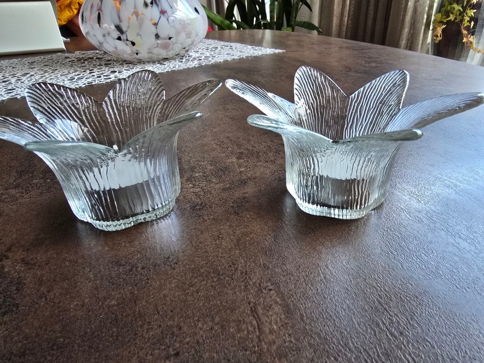 Vintage ijskristal waxinelichthouders - Ravenhead Flair –'70, Ophalen of Verzenden