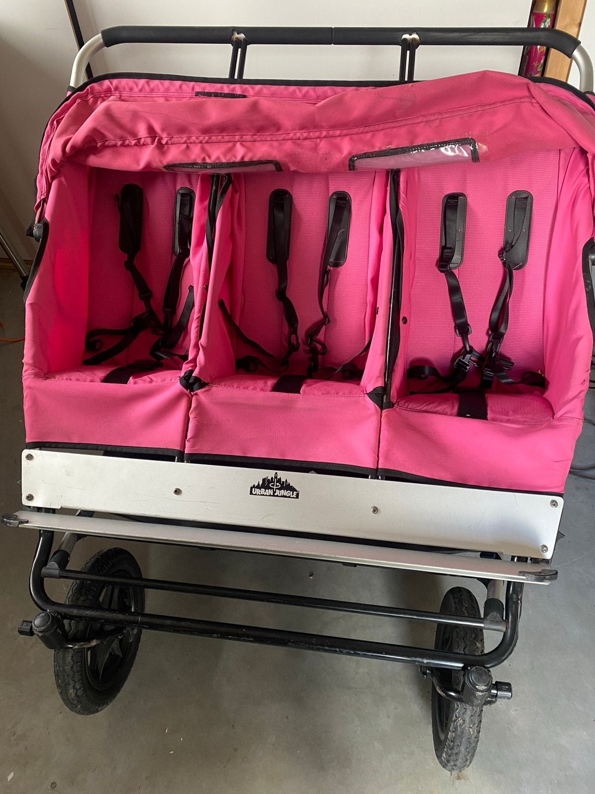Urban Jungle drieling kinderwagen - roze (br 107, h 120), Kinderen en Baby's, Gebruikt, Duowagen, Ophalen of Verzenden, Kinderwagen