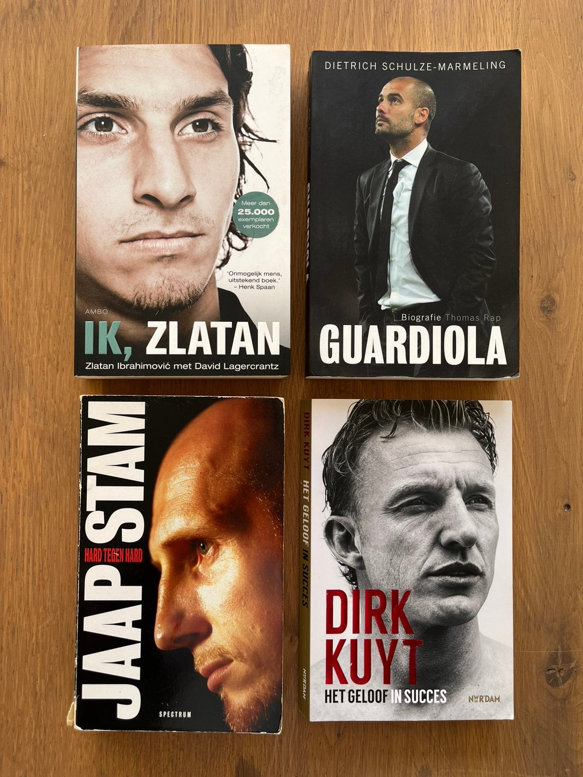 Set van 4: Guardiola,Zlatan Ibrahimovic,Jaap Stam,Dirk Kuyt, Ophalen of Verzenden, Gelezen, Sport