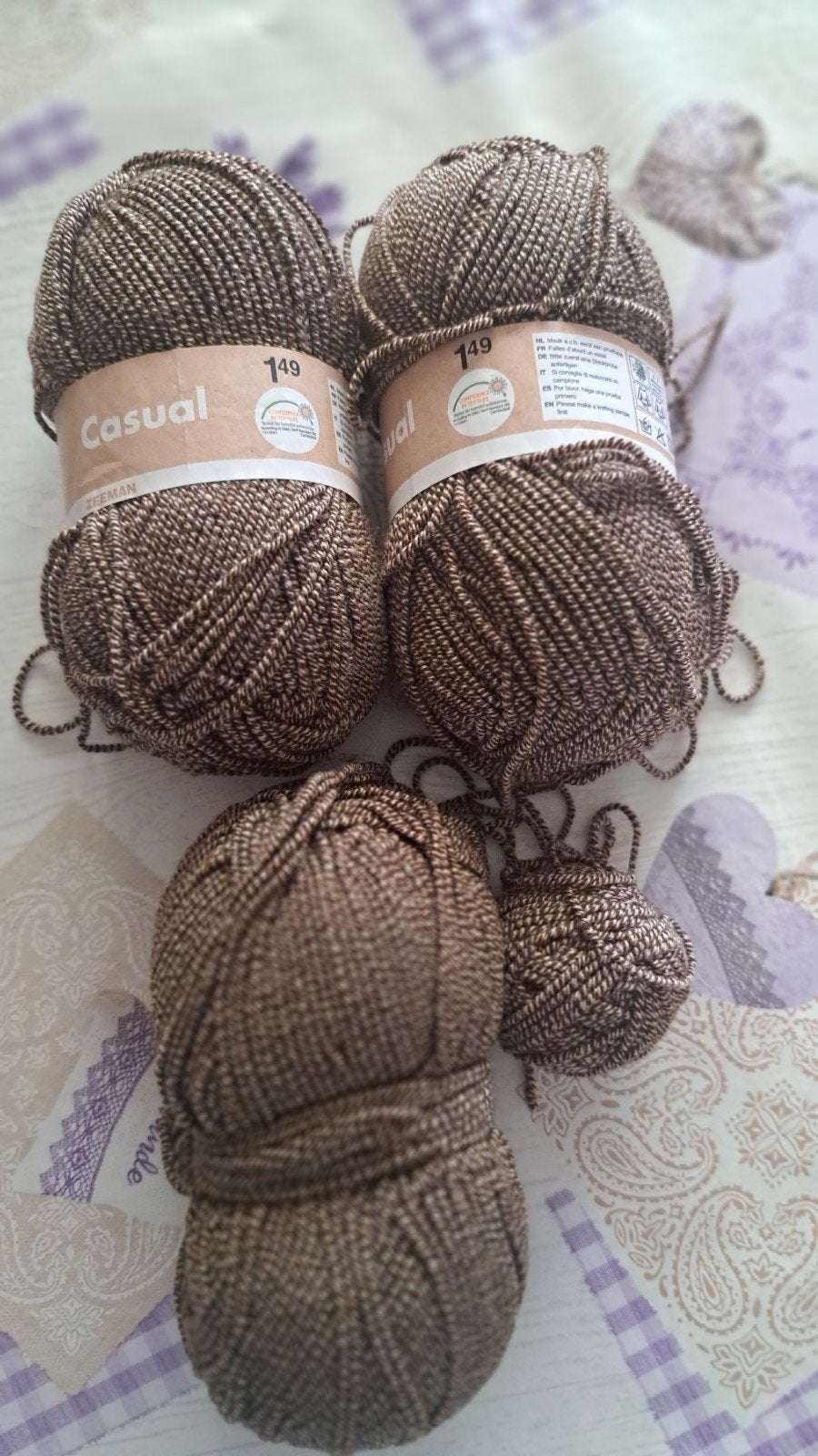 Casual Acryl Garen Bruin/Beige Gemêleerd - 3 Bollen Zeeman, Ophalen of Verzenden, Nieuw, Breien of Haken, Wol of Garen