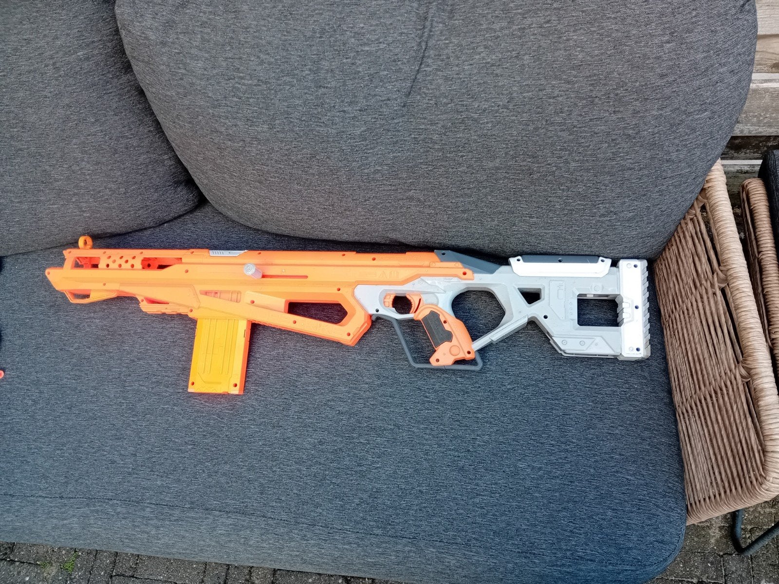 Nerf N-Strike Elite Retaliator Blaster - Oranje/Grijs, Ophalen of Verzenden, Gebruikt, Jongen of Meisje