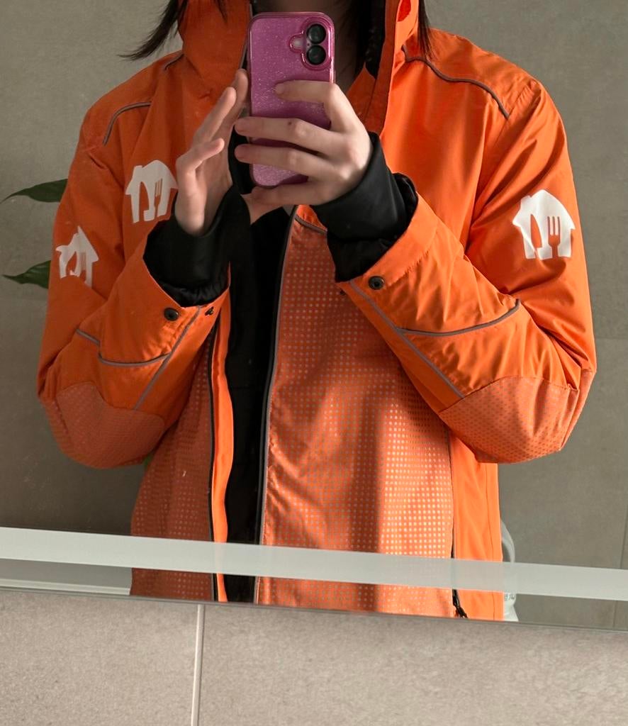 Thuisbezorgd hybride 2-in-1 jas, Ophalen of Verzenden, Nieuw, Maat 42/44 (L), Oranje