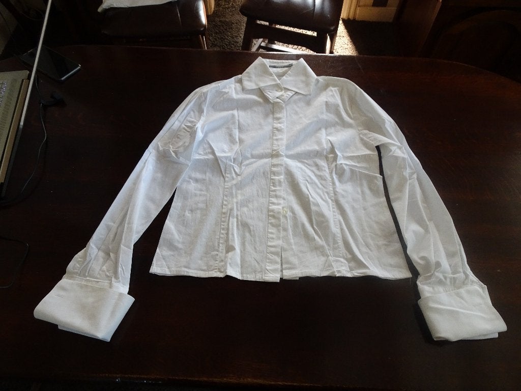 NAN witt blouse met manchetten, Verzenden, Zo goed als nieuw, Maat 46/48 (XL) of groter, Wit