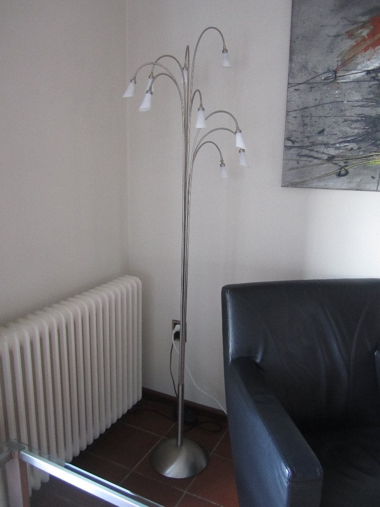 RVS vloerlamp halogen 9x 10W, Ophalen, Gebruikt, Glas, G4