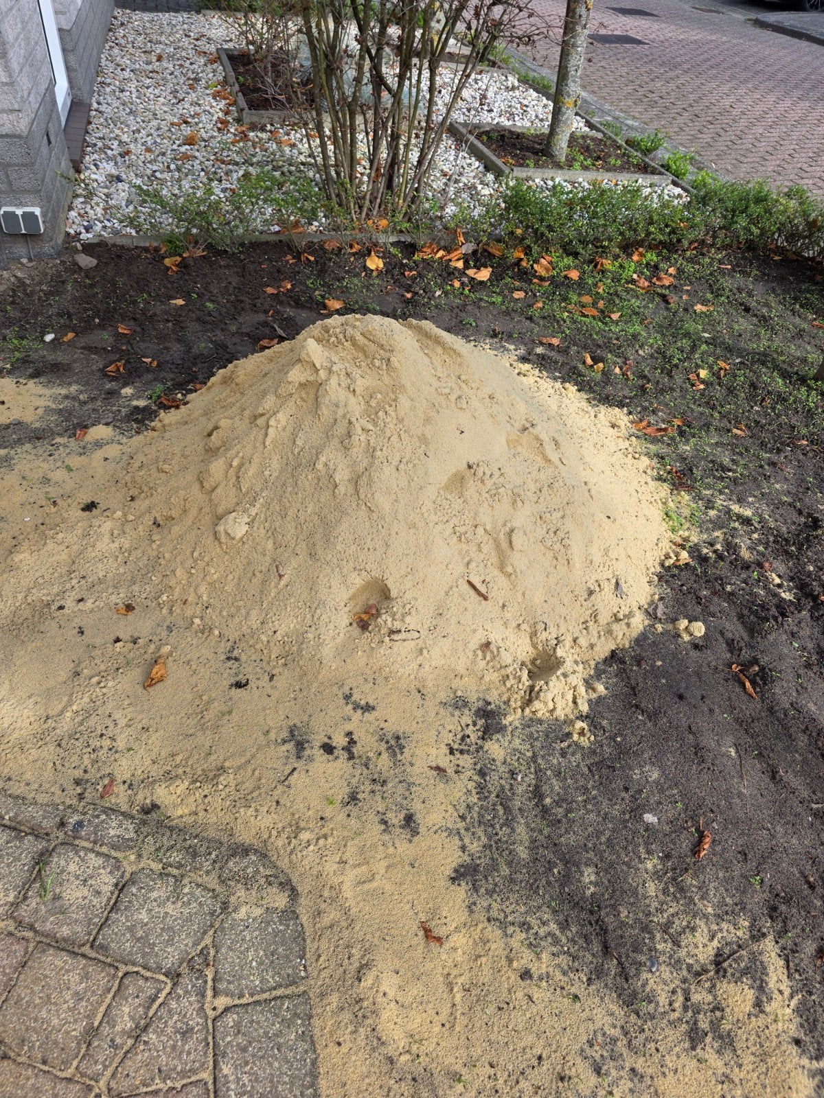 Gratis geel zand (ongeveer 2 kruiwagens), Ophalen, Gebruikt, Ophoogzand