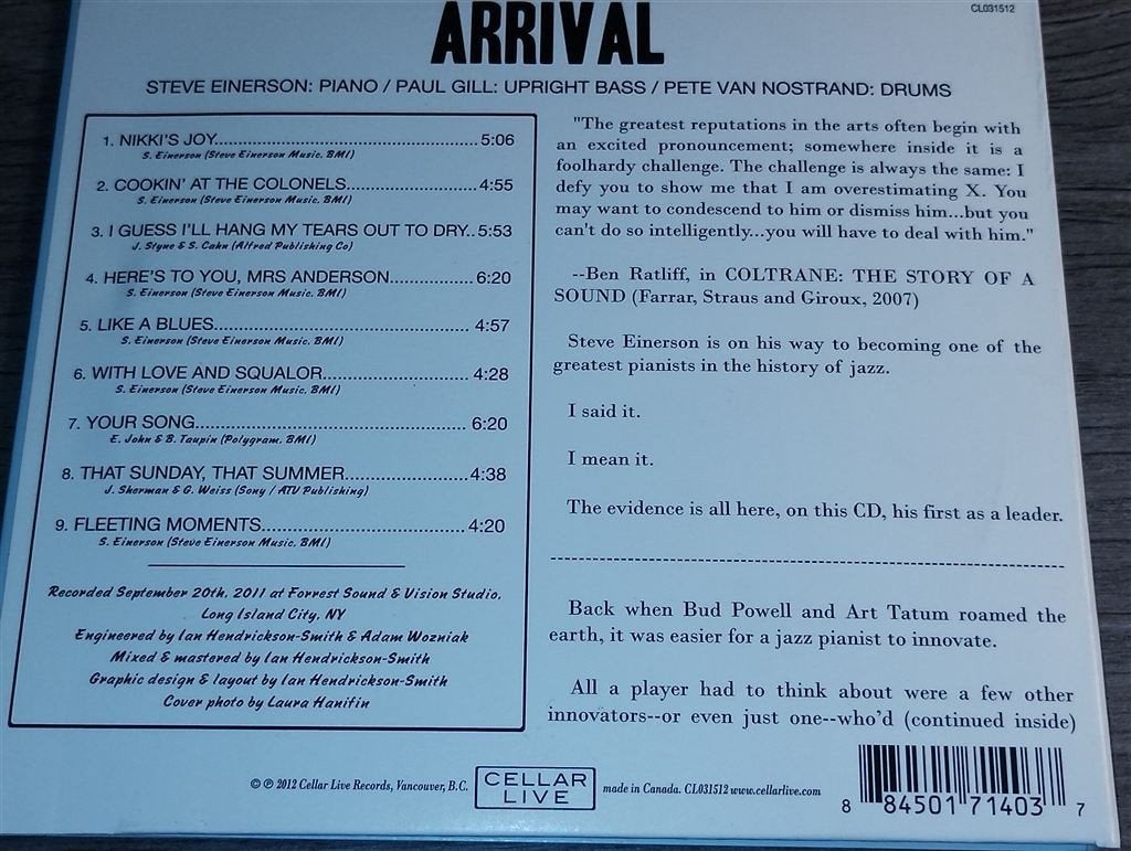 Steve Einerson ‎- Arrival, Ophalen of Verzenden, Zo goed als nieuw, Jazz