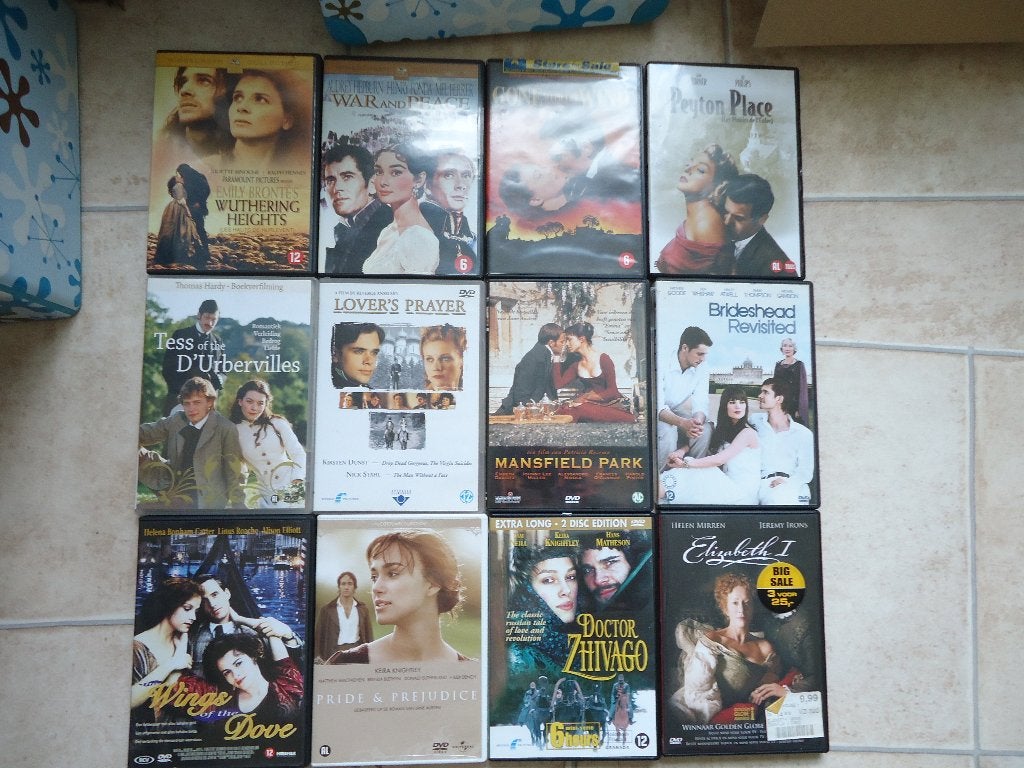 12 romantische dramafilms - kostuumdrama e.a., Cd's en Dvd's, Alle leeftijden, Nederlands, Gebruikt, Engels