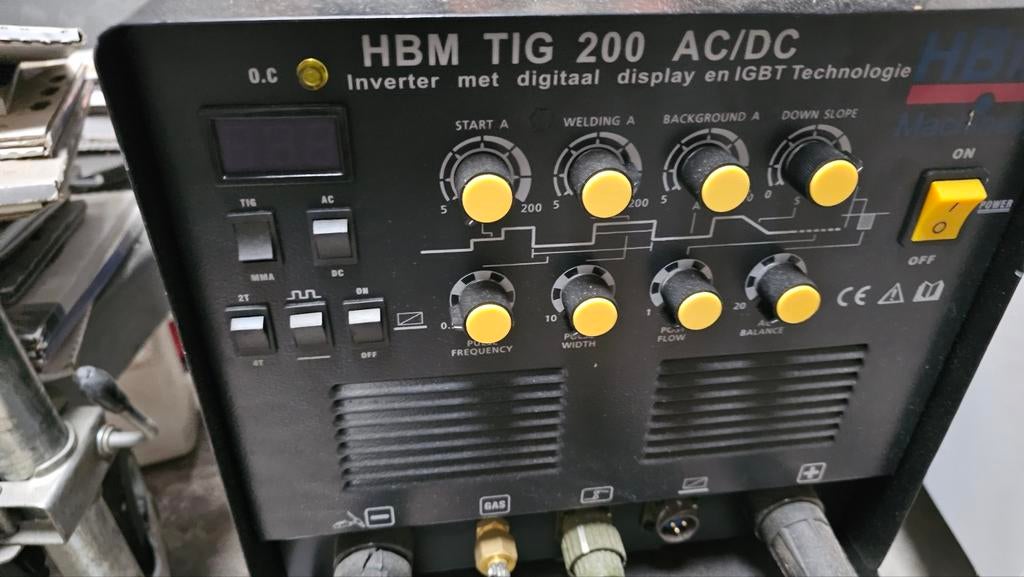 HBM TIG 200 AC/DC Lasapparaat Aluminium + Argon Fles Nieuw, Ophalen of Verzenden, Nieuw, 150 tot 250 ampère, Tig