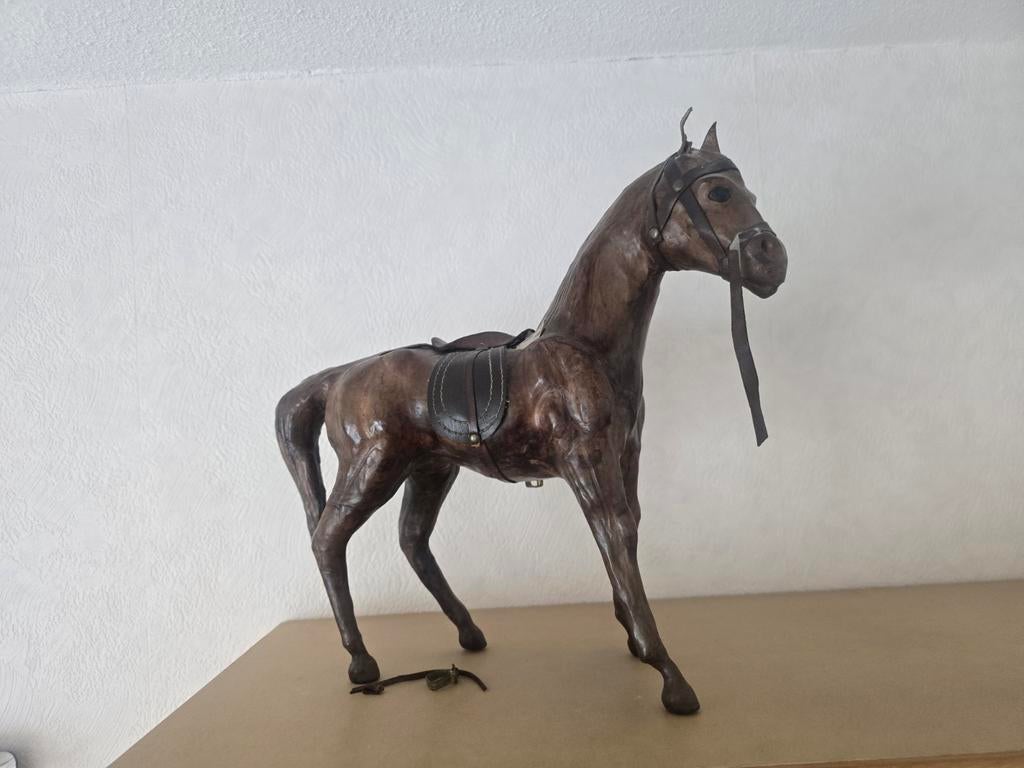 Vintage Lederen Paard Decoratie - Handgemaakt, Ophalen of Verzenden