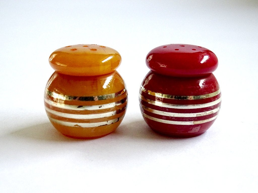 Peper & Zout Stel in Bakeliet - Catalin, Verzenden, Gebruikt