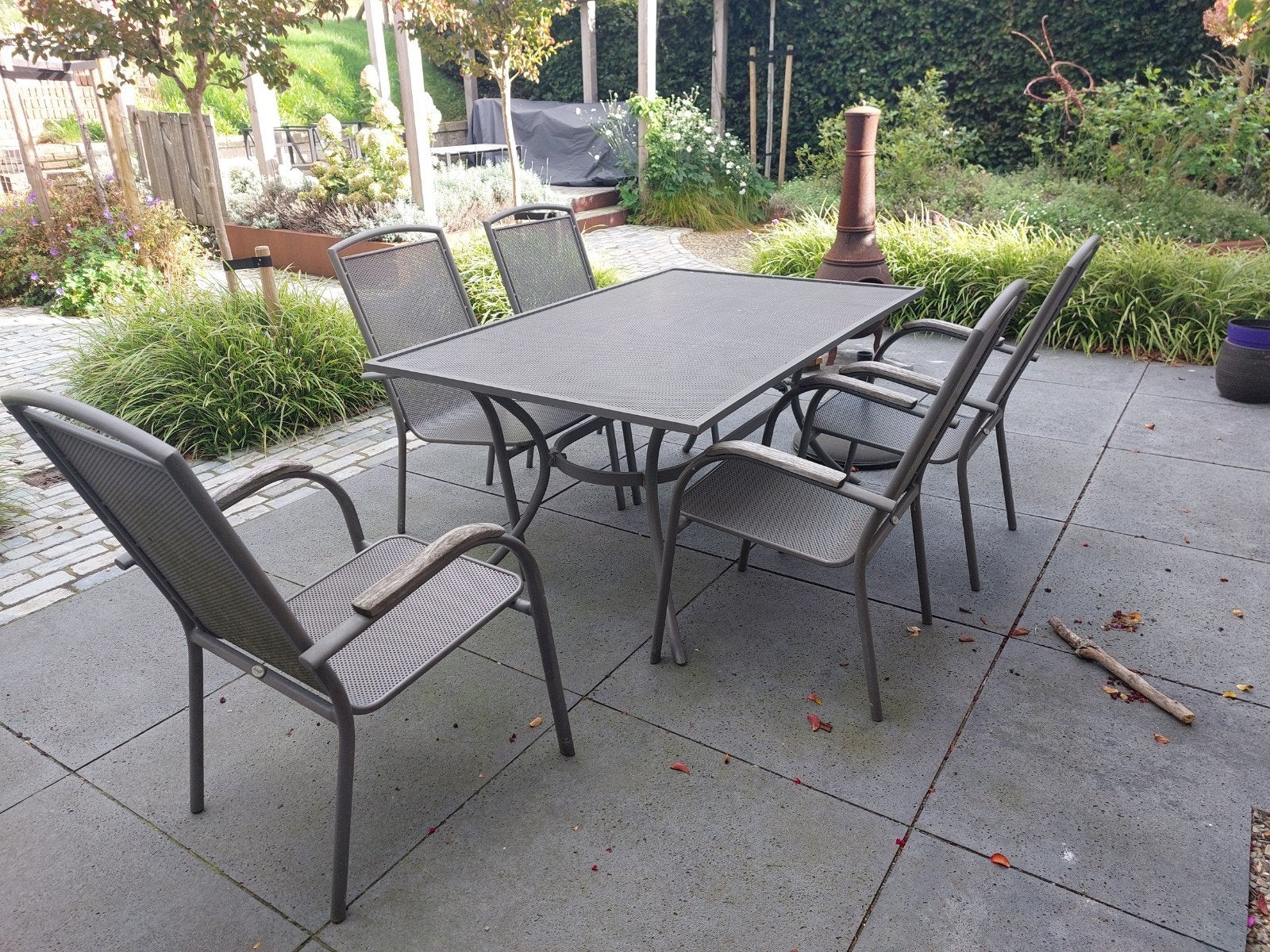 Hartmann Prestige tuinset met 5 kussens, 4 zitplaatsen, Gebruikt, Aluminium, Ophalen of Verzenden