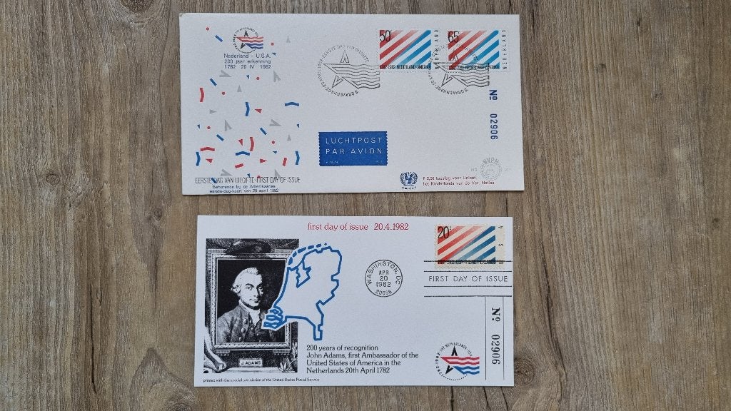 NVPH Eerste Dag Envelop Nr.201a + Amerikaanse kaart 1982, Postzegels en Munten, Postzegels | Eerstedagenveloppen, Ophalen of Verzenden