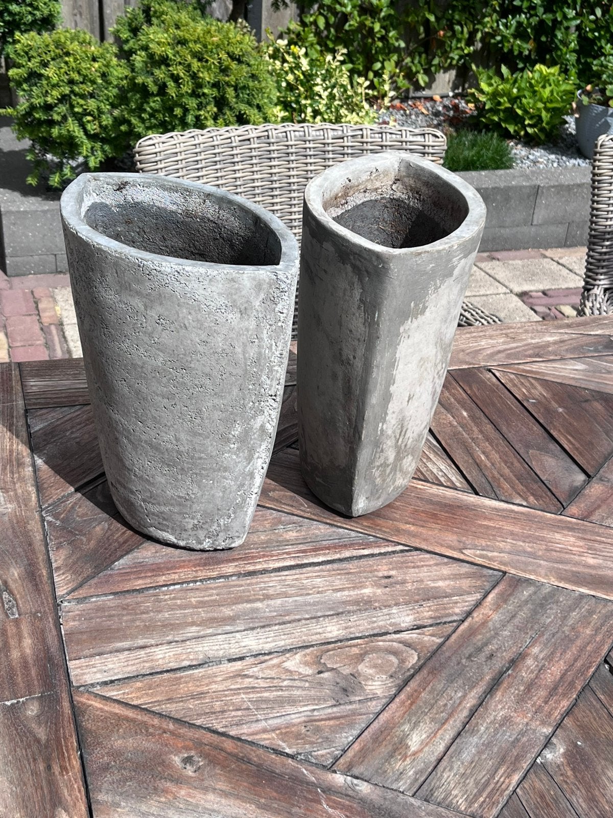 Twee bloempottencement look30x24, Rond, Ophalen of Verzenden, Zo goed als nieuw, Aardewerk