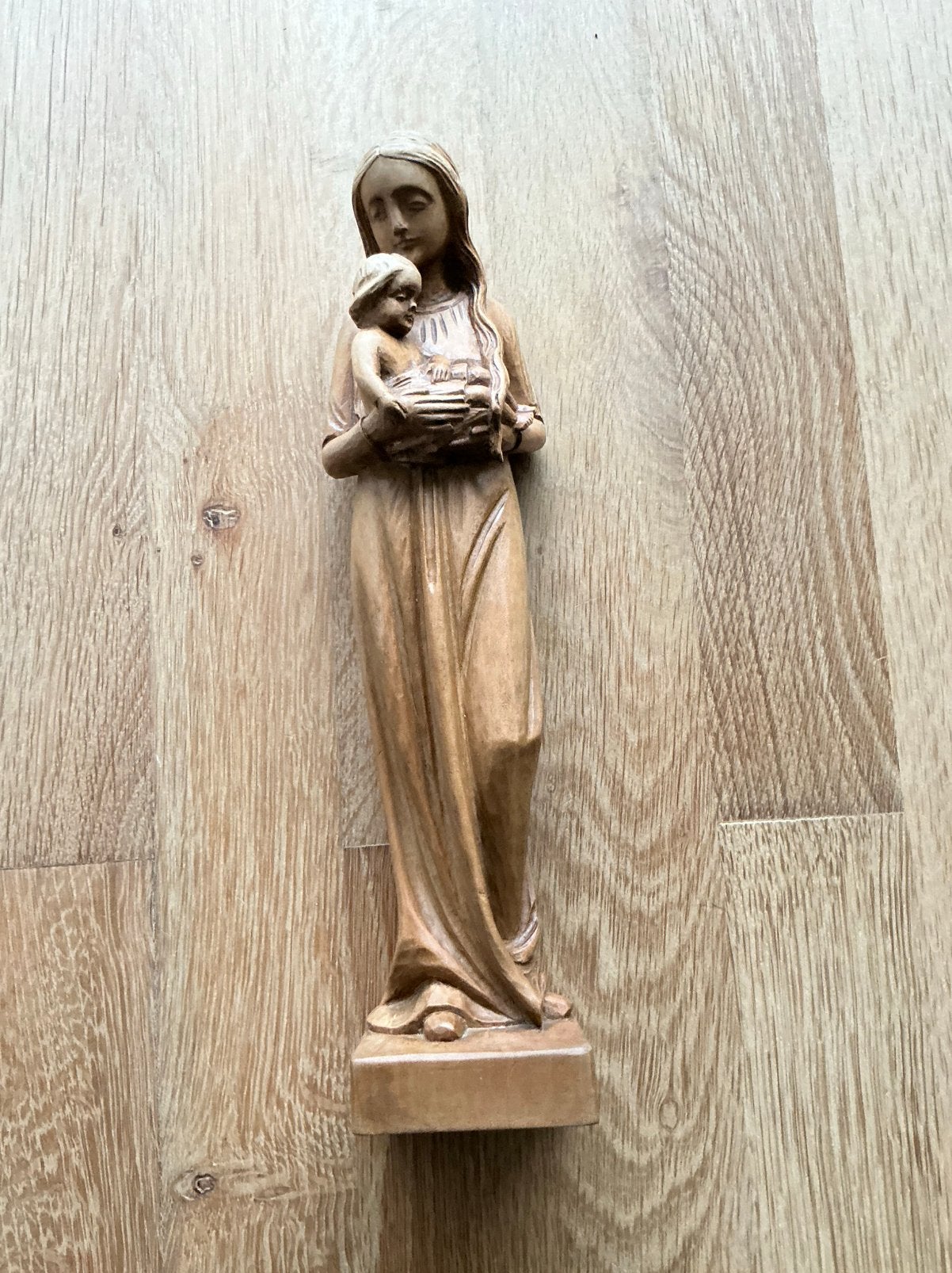 Houten Maria beeld + kindje Jezus. Prachtig gezicht., Antiek en Kunst, Ophalen of Verzenden