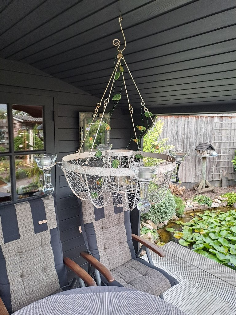 Vintage lamp wit, Huis en Inrichting, Lampen | Hanglampen, Ophalen, Zo goed als nieuw, Metaal