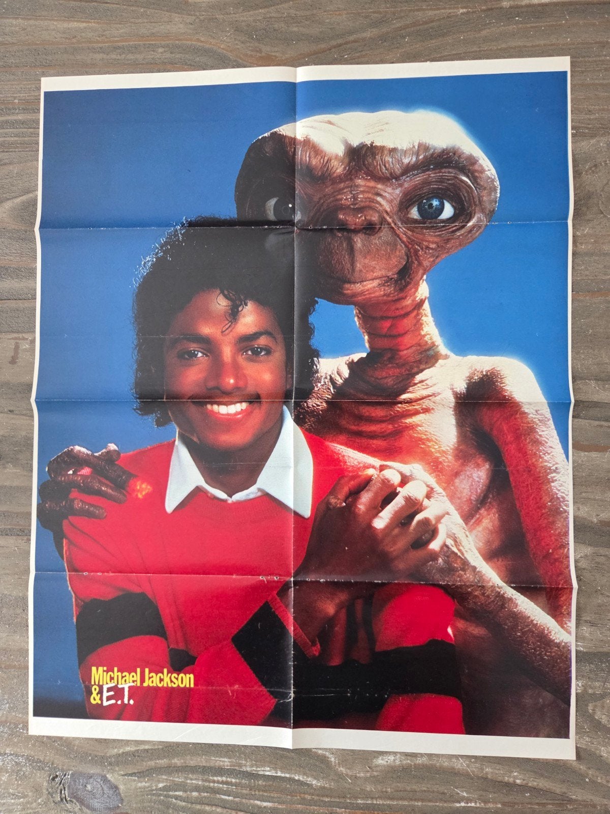 Vintage Michael Jackson & E.T. Poster + Hitkrant!, Rechthoekig Staand, Ophalen of Verzenden, Zo goed als nieuw, A1 t/m A3