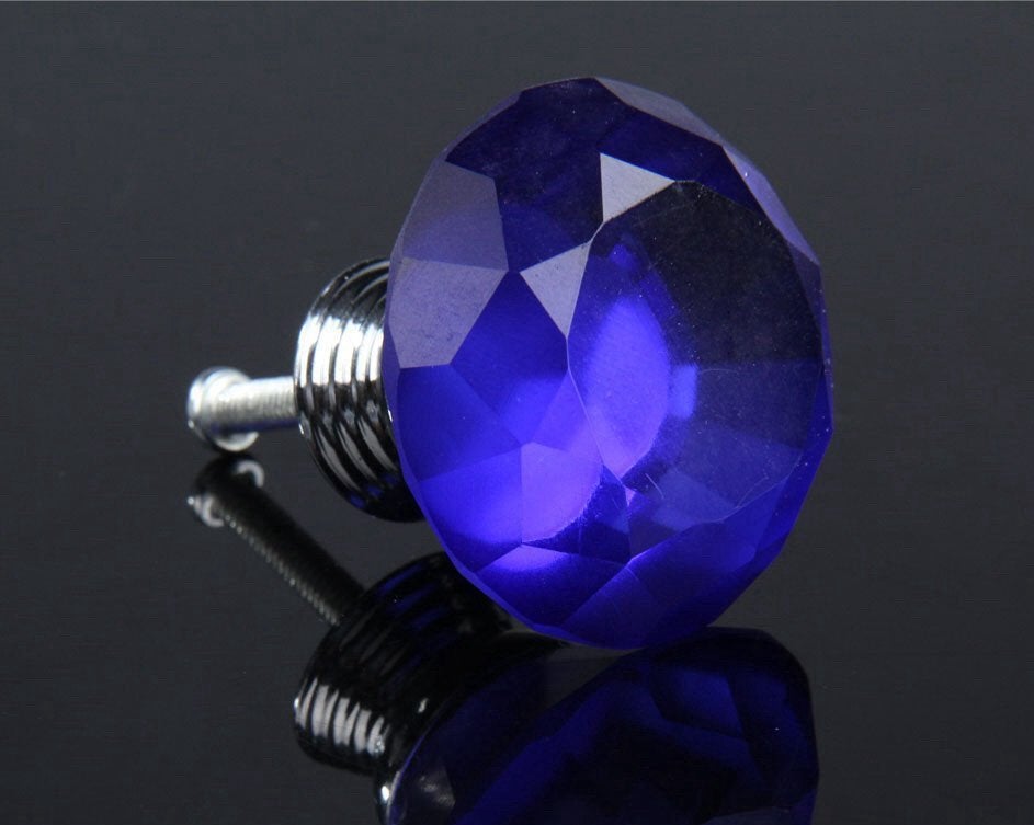 Glazen Diamant kastknop - Facet Geslepen - Blauw, Almere, JoyClusive, Nieuw, Ophalen of Verzenden
